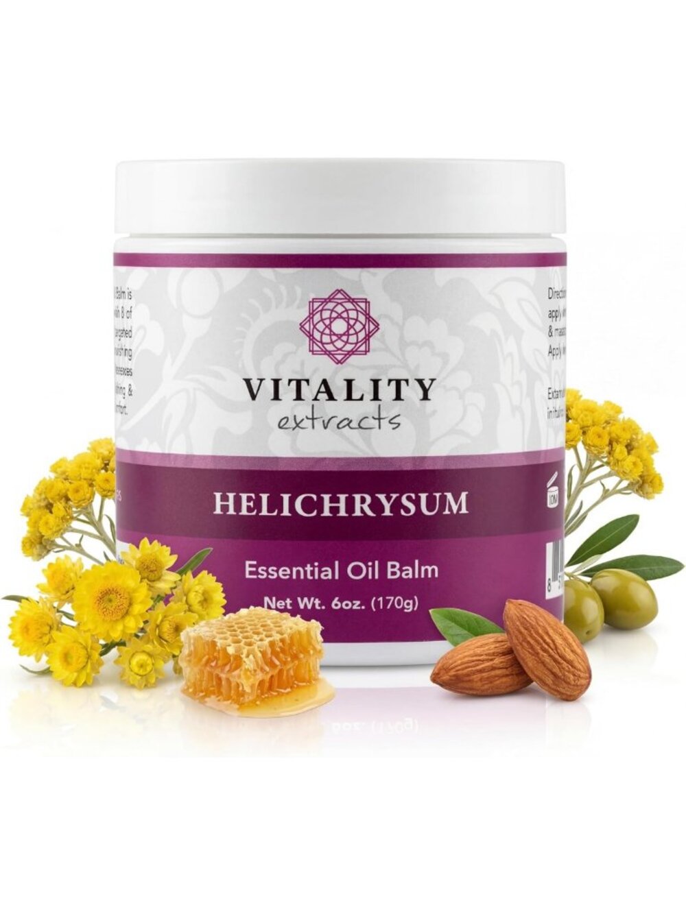 Ultra-Moisturizing Helichrysum Balm - 6oz, Skin Healing, Beeswax & Almond Oil